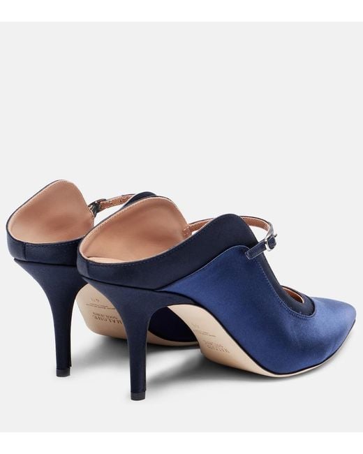 Malone Souliers Blue Delphi 70 Satin Pumps