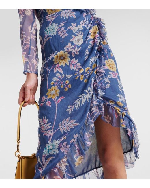 Etro Blue Floral Silk Wrap Dress