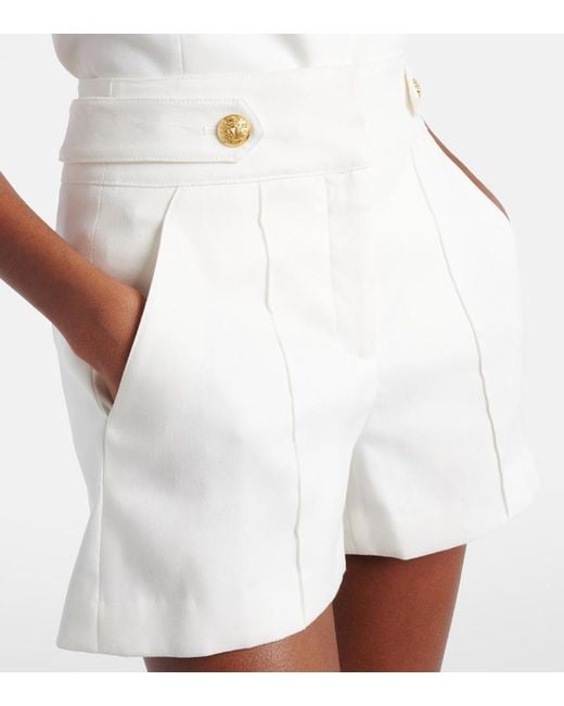 Veronica Beard White Runo High-Rise Linen-Blend Shorts