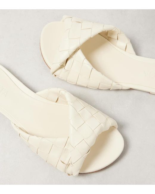 Bottega Veneta Natural Blink Intrecciato Leather Slides