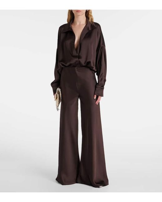 Norma Kamali Brown Body Aus Satin