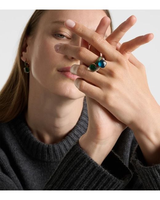 Pomellato Nudo 18kt Gold Ring With London Blue Topaz And Diamonds