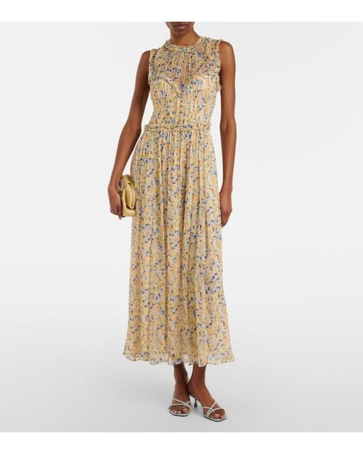 Ulla Johnson Metallic Kasia Floral Silk Chiffon Maxi Dress