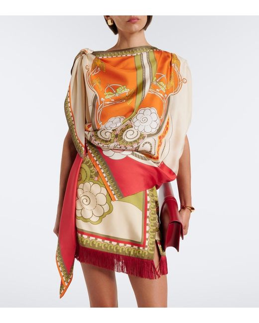LaDoubleJ White Full-On Printed Silk Twill Top