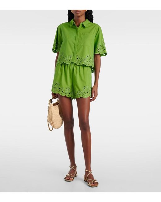 Jonathan Simkhai Green Keyla Broderie Anglaise Top
