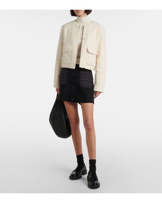 Moncler Dauphin Tweed Down Jacket in Natural | Lyst