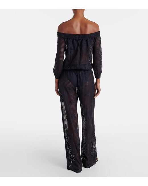 Melissa Odabash Black Tully Crochet Jumpsuit