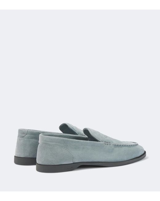 John Lobb Blue Pace Suede Loafers for men
