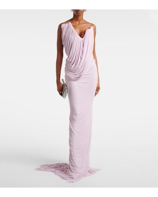 Maticevski Pink Systema Draped Jersey Gown