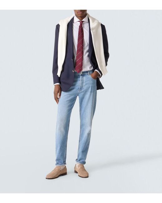 Brunello Cucinelli Blue Mid-Rise Straight Jeans for men