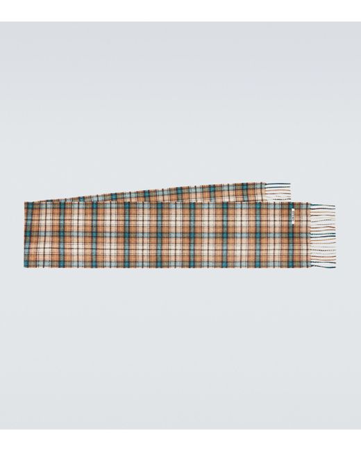 Auralee Natural Checked Cashmere Scarf for men