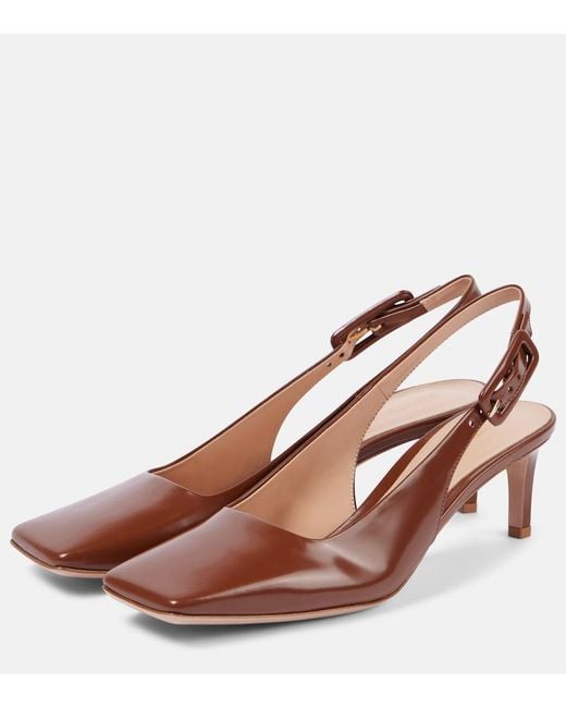 Gianvito Rossi Brown 55 Patent Leather Slingback Pumps