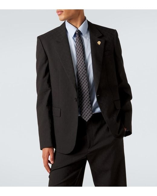 Gucci Black Horsebit Silk Jacquard Tie for men