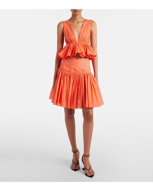 Alaïa Gathered Cotton And Linen Miniskirt