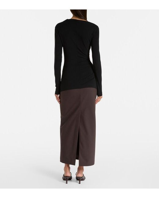 Brunello Cucinelli Black Monili Gathered Top