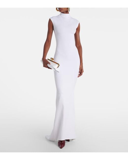 Jacquemus White Alba Crepe Jersey Maxi Dress
