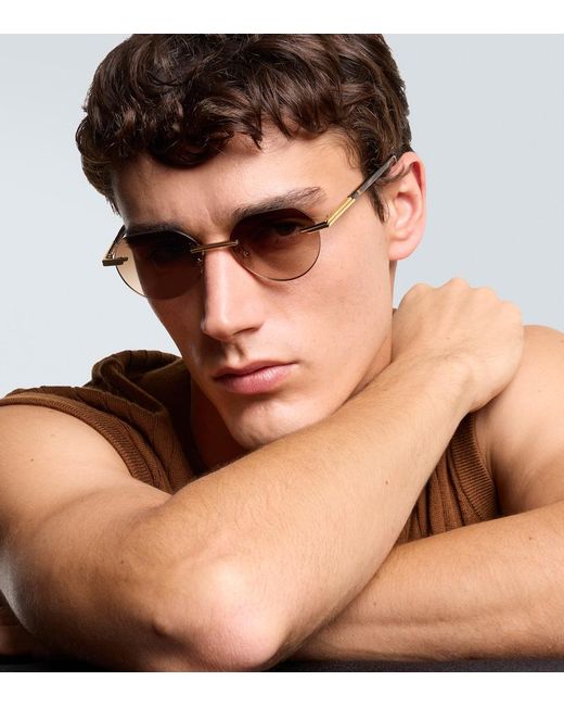 Bottega Veneta Brown Glasant Round Sunglasses for men