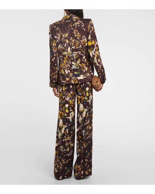 Dries Van Noten Black Floral Double-Breasted Blazer