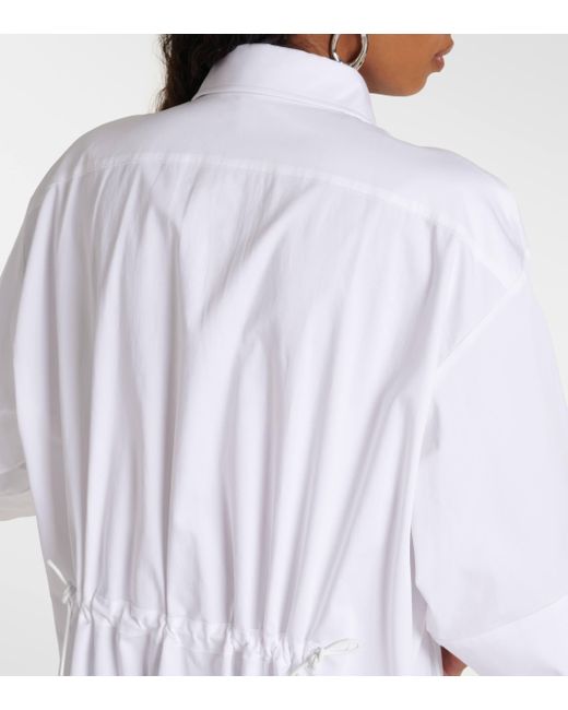 Max Mara White Eulalia Cotton-blend Midi Shirt Dress