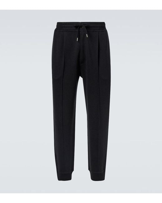 Brunello Cucinelli Black Cotton-Blend Sweatpants for men