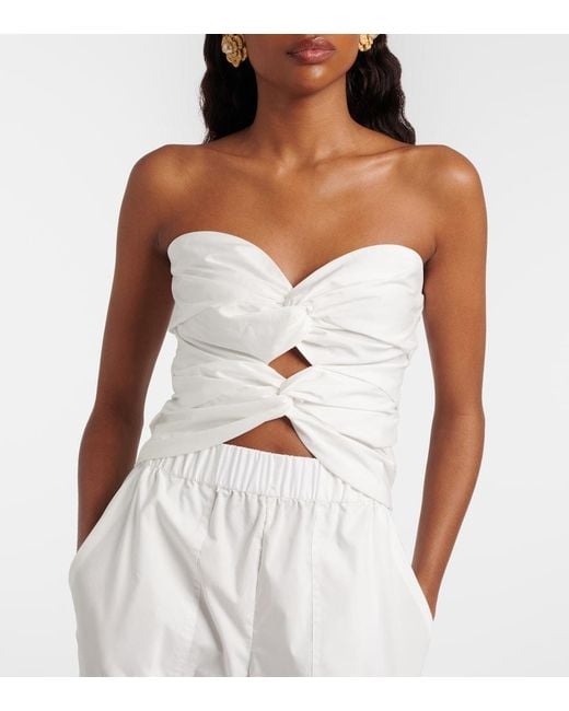Jonathan Simkhai White Cornelia Cutout Ruched Cotton-Blend Top