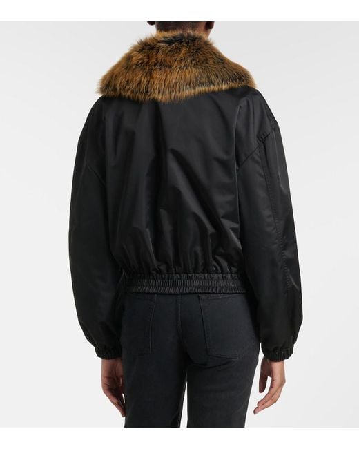 Saint Laurent Black Shearling-Trimmed Blouson Jacket