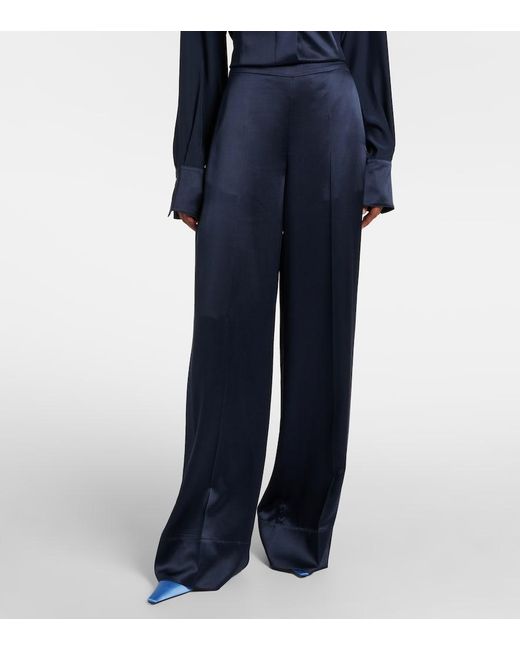 Pantalon Ample Dijon En Satin De Soie Joseph en coloris Blue