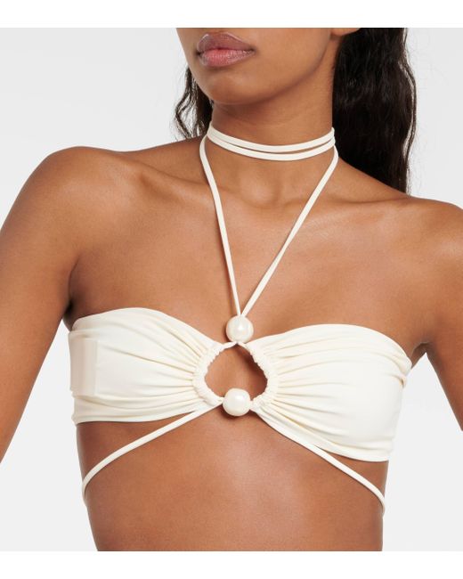 Haut de bikini bandeau a perles Magda Butrym en coloris White