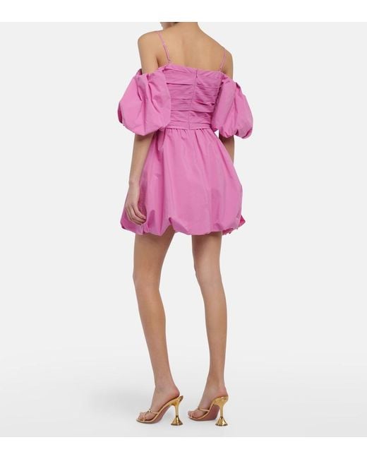 Jonathan Simkhai Pink Puff-Sleeve Off-Shoulder Minidress