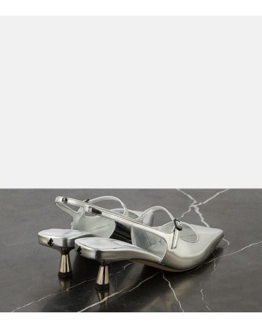 Jimmy Choo White Didi 45 Metallic Leather Slingback Pumps