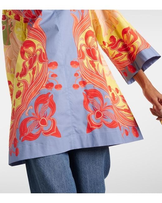 Etro Orange Printed Cotton-Blend Shirt