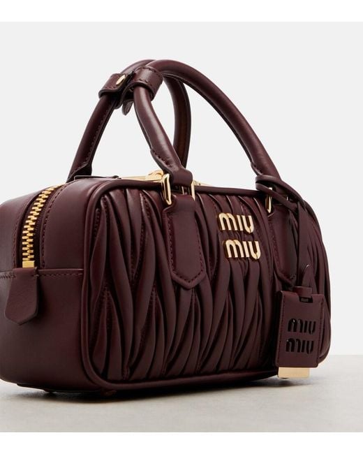 Miu Miu Red Arcadie Matelasse Leather Tote Bag