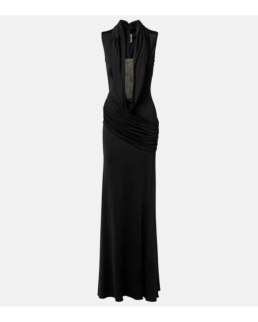 David Koma Black Draped Gown