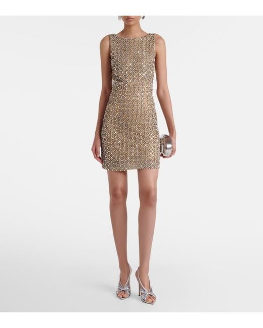 La Fuori Natural Gilded Crystal-Embellished Minidress