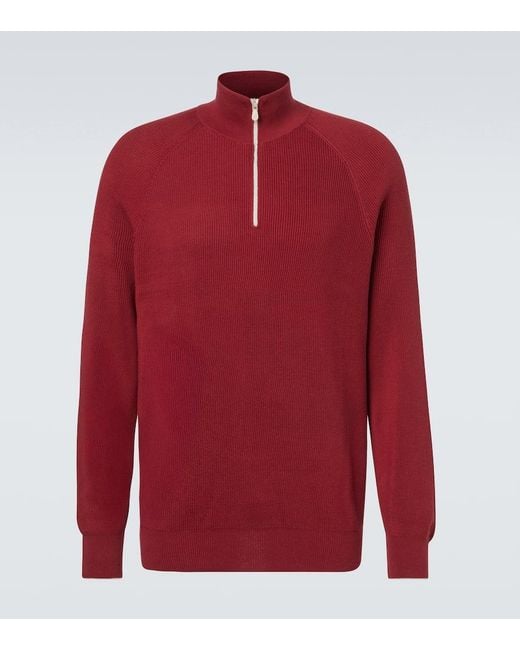 Brunello Cucinelli Pullover Aus Rippstrick in Red für Herren