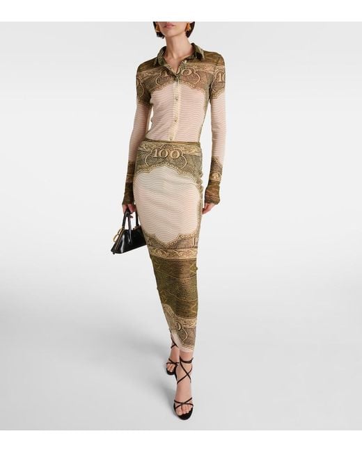 Jean Paul Gaultier White Printed Mesh Shirt