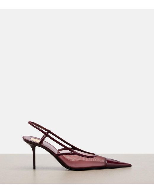 Saint Laurent Pink Renee Leather-Trimmed Mesh Slingback Pumps
