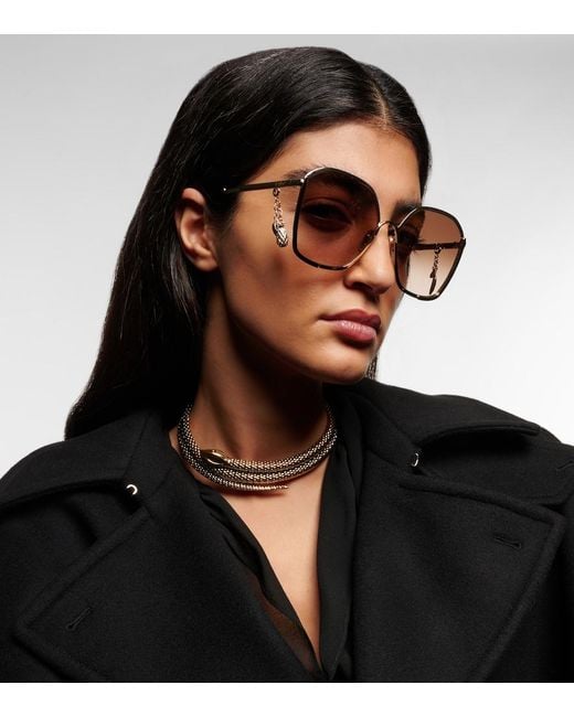 Chloé Brown Symbols Square Sunglasses