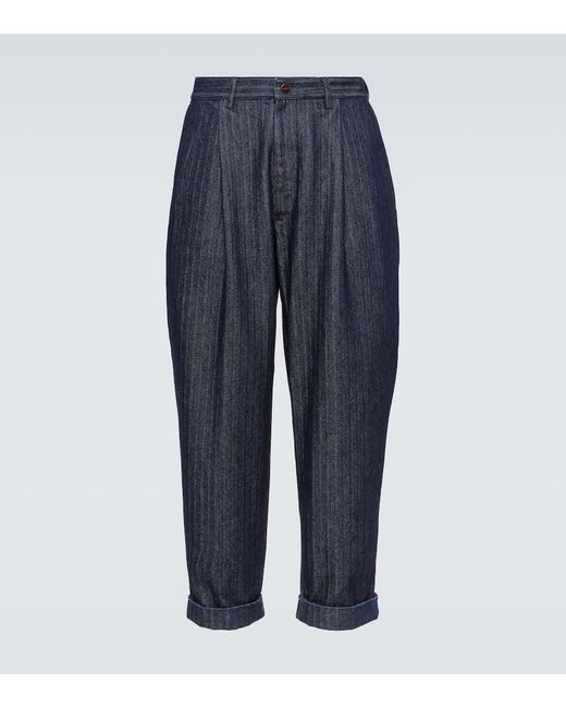 Giorgio Armani Blue Striped Herringbone Tapered Jeans for men