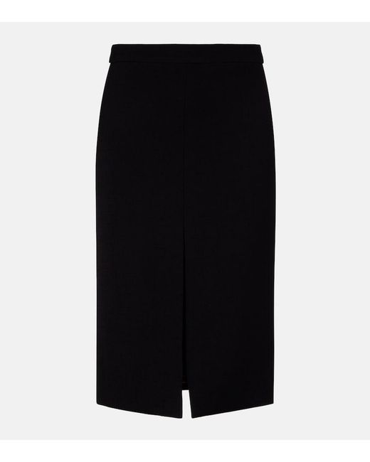 Dolce & Gabbana Black High-Rise Wool Midi Skirt