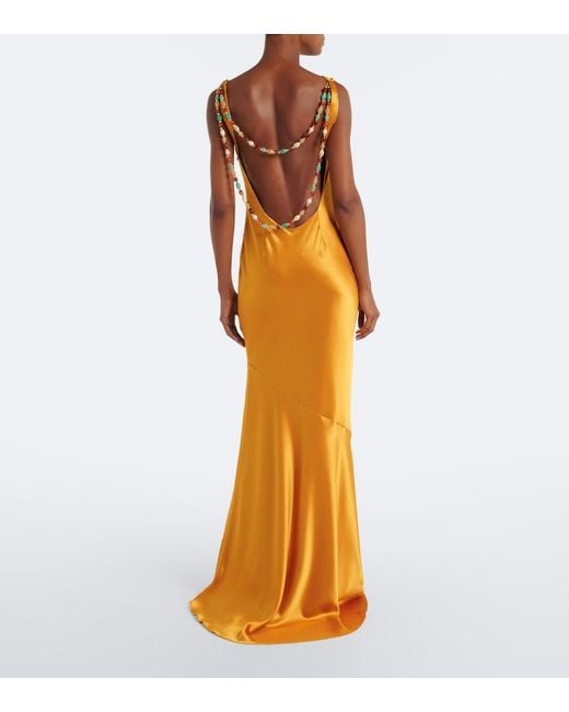 retroféte Metallic Keryn Embellished Satin Gown