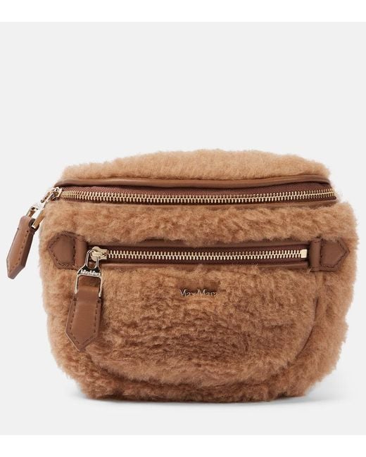 Max Mara Brown Banane Mini Teddy Belt Bag