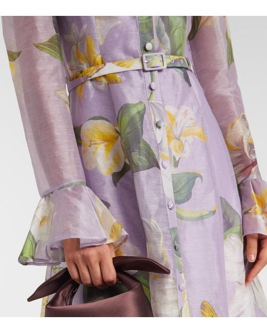 LEO LIN Purple Katrina Butterfly Sleeve Midi Dress