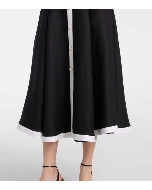 Jonathan Simkhai Blue Midikleid Cordelia Aus Einem Leinengemisch