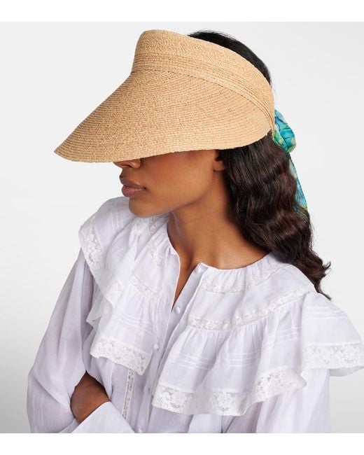 Chloé Natural Silk-Trimmed Raffia Visor