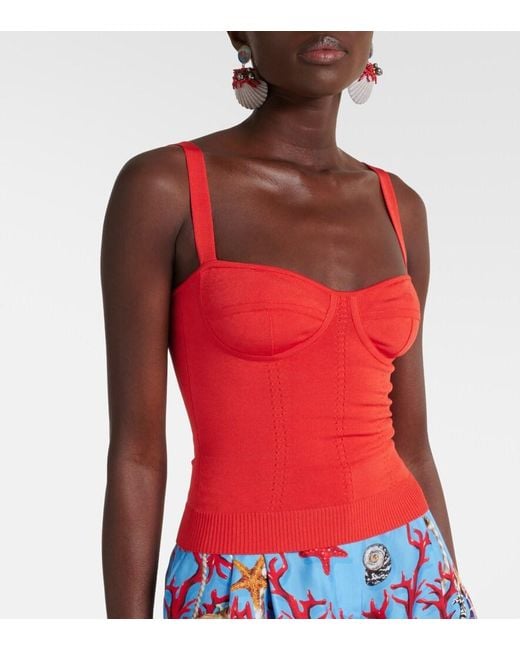 Dolce & Gabbana Red Knitted Bustier