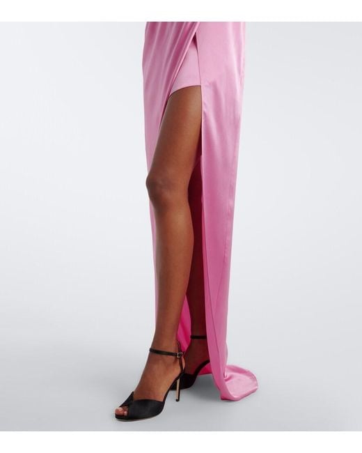 The Sei Pink Draped Strapless Silk Satin Gown