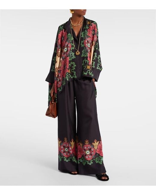 LaDoubleJ Red Foulard Printed Silk Twill Shirt