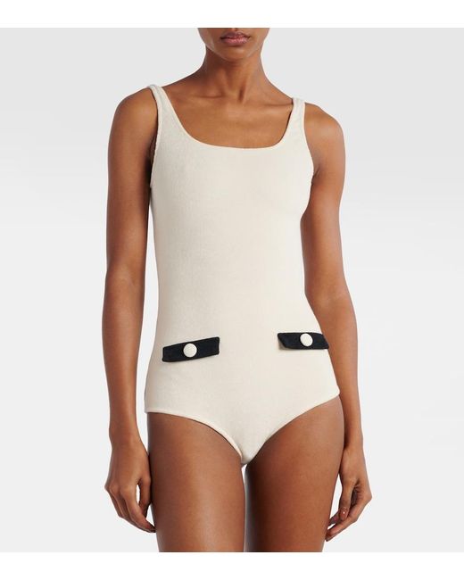 Adriana Degreas White Cotton-Blend Terry Swimsuit