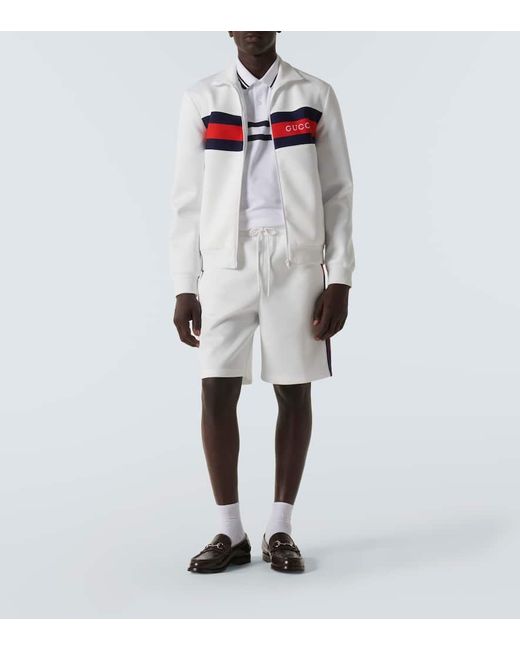 Giacca sportiva Web Stripe in tessuto tecnico di Gucci in White da Uomo